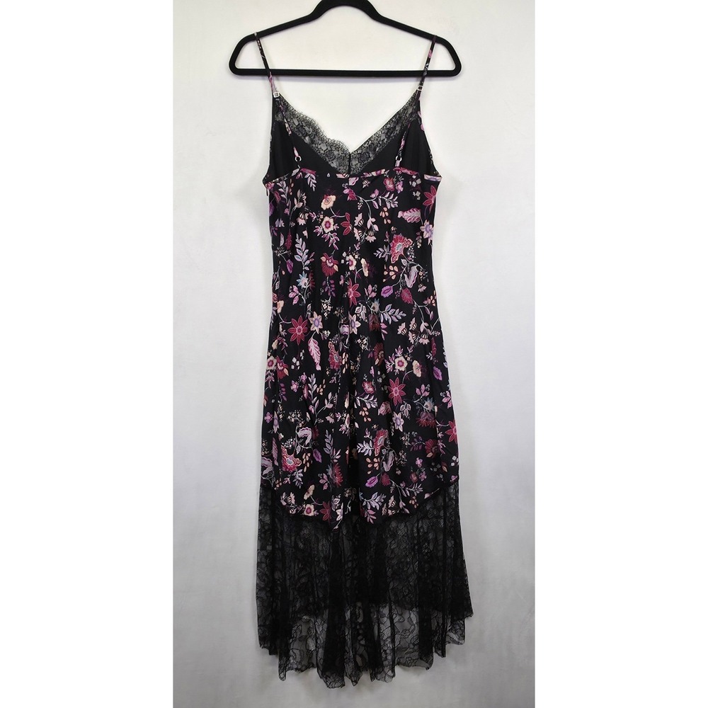 Boho Lace Whimsigoth Dress Women L Black Floral Romantic Slip Babydoll Maxi Date - Picture 3 of 15